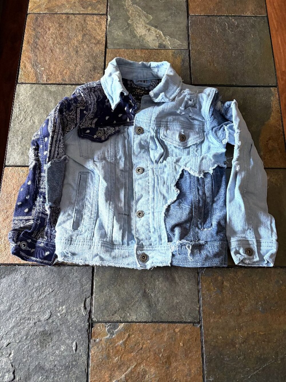 Jordan Craig Kids Legacy Edition bandana patchwork distressed denim jacket 6